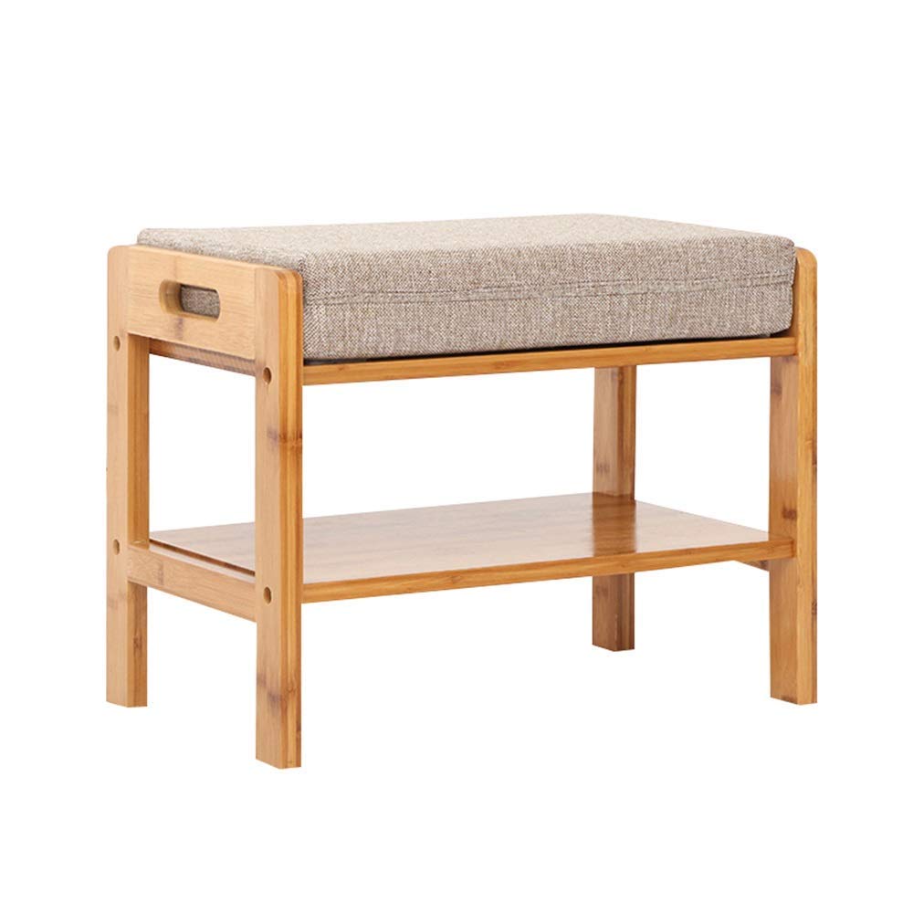 HTLLT Sturdy Bamboo Shoe Bench - Modern Nordic Style Entryway Shoe Storage Organizer for Living Room & Bedroom - Perfect for Small Spaces, Hallway Organization & Shoe Display