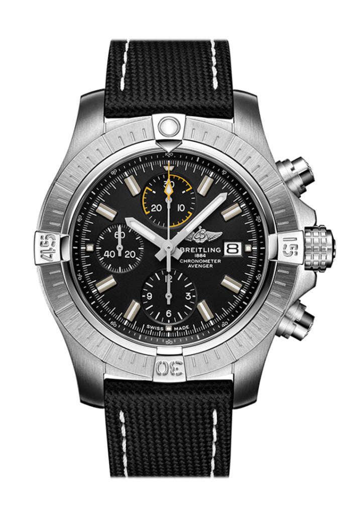 Breitling Chronograph 43mm Black Fabric Strap Watch A13317101 B1X1 - Luxury Men's Timepiece for Business, Travel & Formal Events