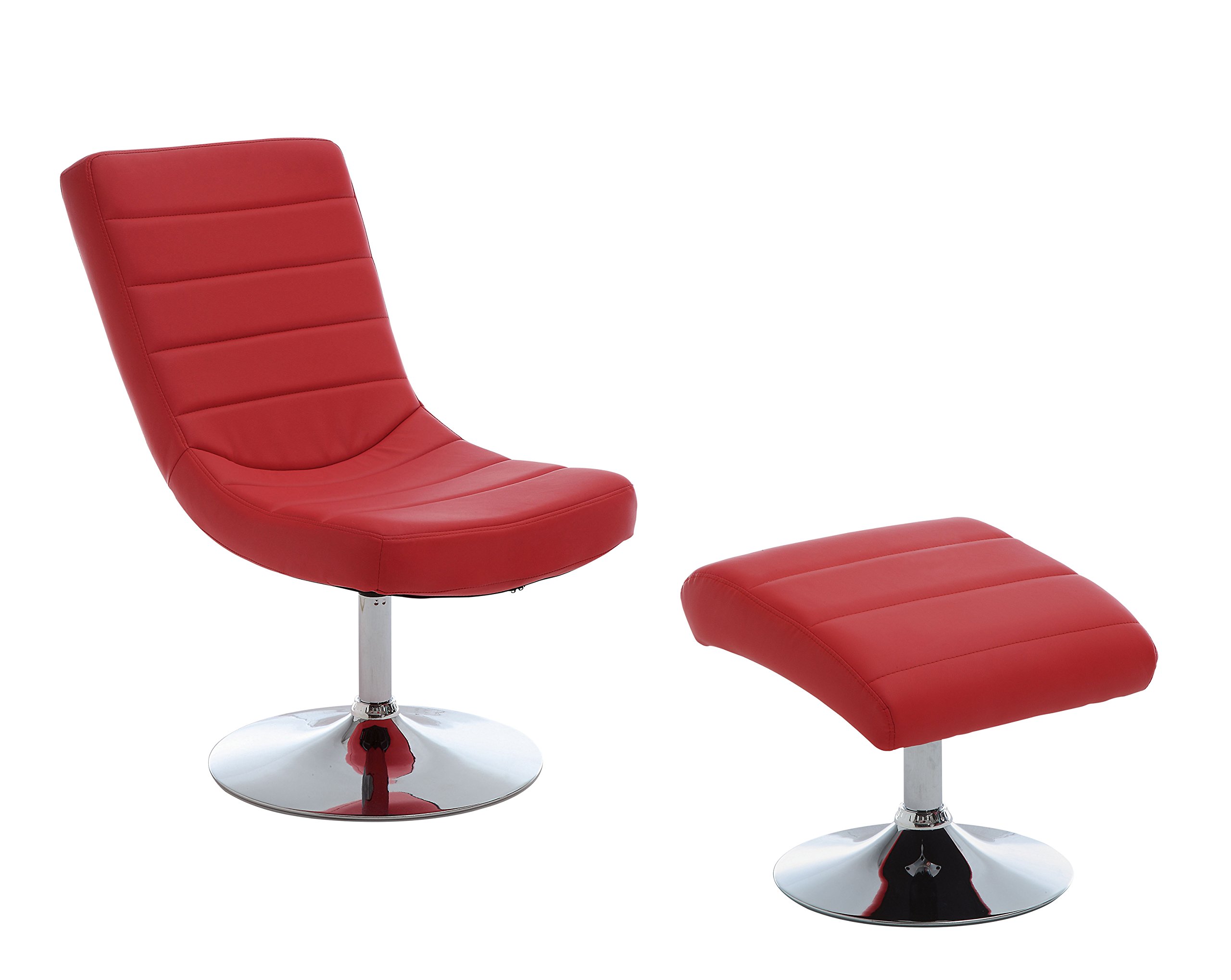 Furniture of America Perrin Chair and Ottoman Set in Red - Stylish Living Room Seating for Relaxation & Comfort