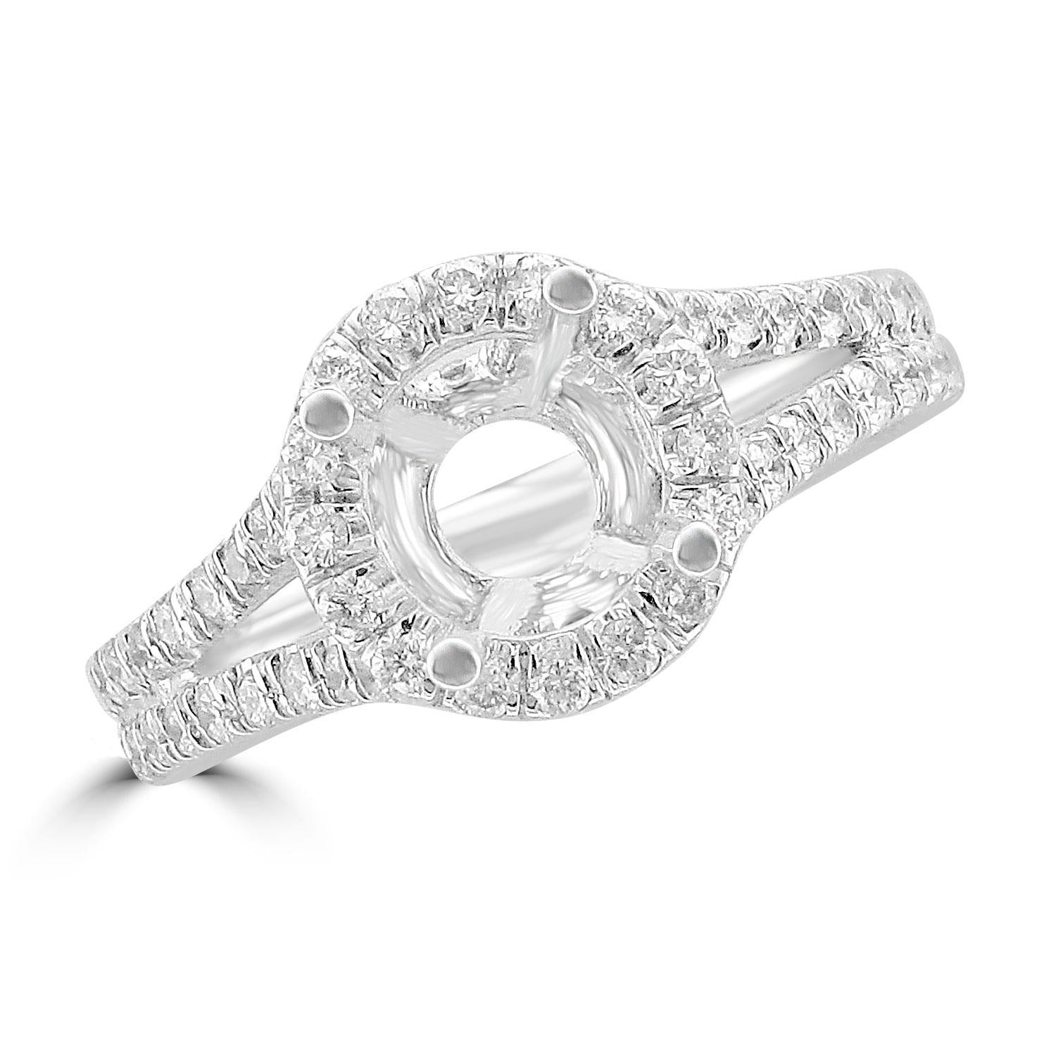 18KT White Gold 2/3 CTW Diamond Halo Engagement Ring Setting for 1 CT Round Solitaire - Perfect for Proposals, Anniversaries & Bridal Jewelry