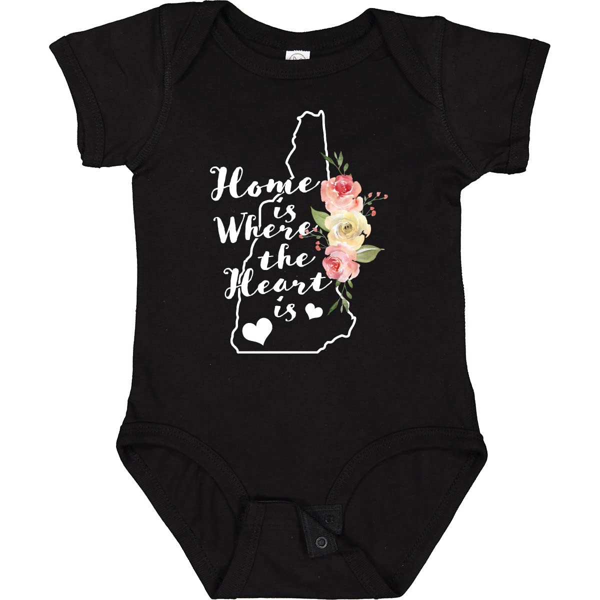 Inktastic New Hampshire Home is Where The Heart is Watercolor Baby Bodysuit - Soft Cotton Onesie for Newborns & Infants - Perfect for Family Photos, Holidays & Everyday Wear