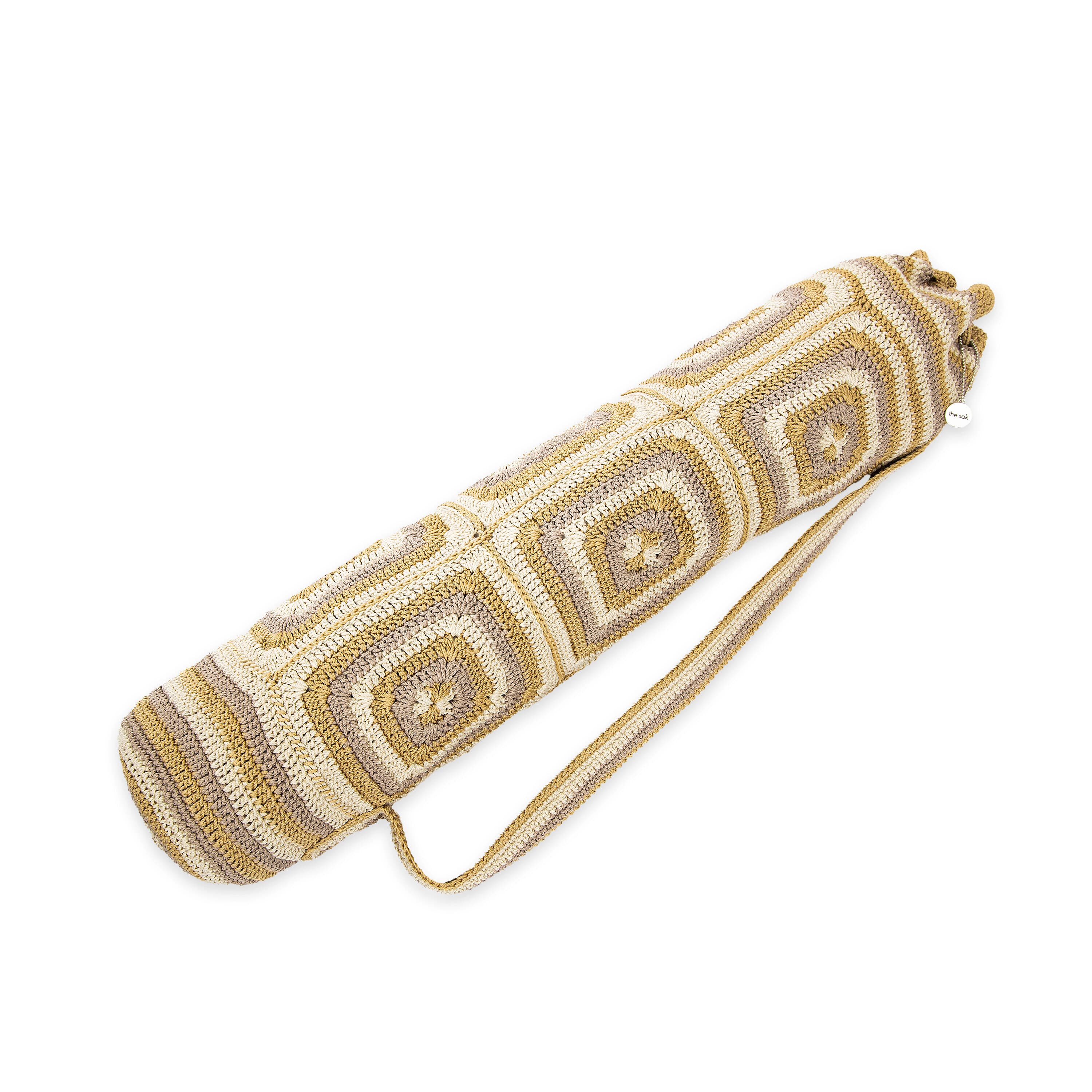 Handmade Crochet Yoga Mat Bag with Shale Patch - Eco-Friendly & Stylish Yoga Accessory for Women - Perfect for Yoga Classes, Gym, and Travel