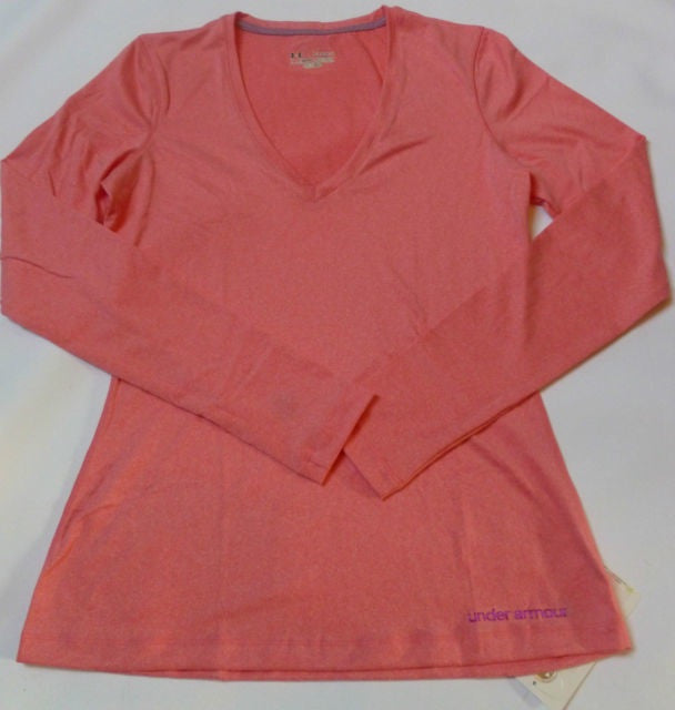 Under Armour Women's Touch Exercise & Fitness Long Sleeve V-Neck T-Shirt - Size 12, Pink, Medium - Perfect for Yoga, Running & Gym Workouts