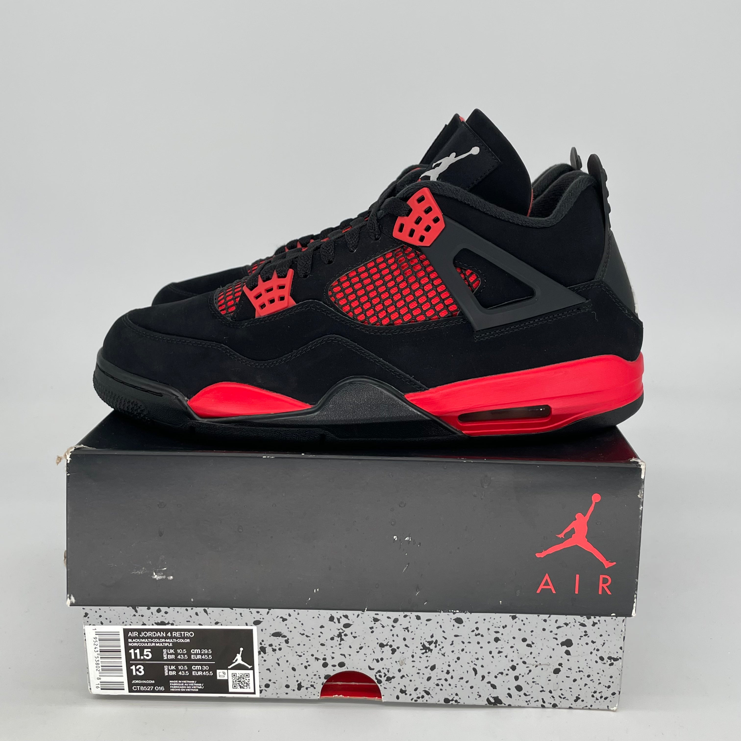 AIR JORDAN 4 Red Thunder Basketball Shoes - Men's Size 11.5/Women's Size 13 (CT8527-016) | Retro Sneakers for Running, Gym & Streetwear Fashion