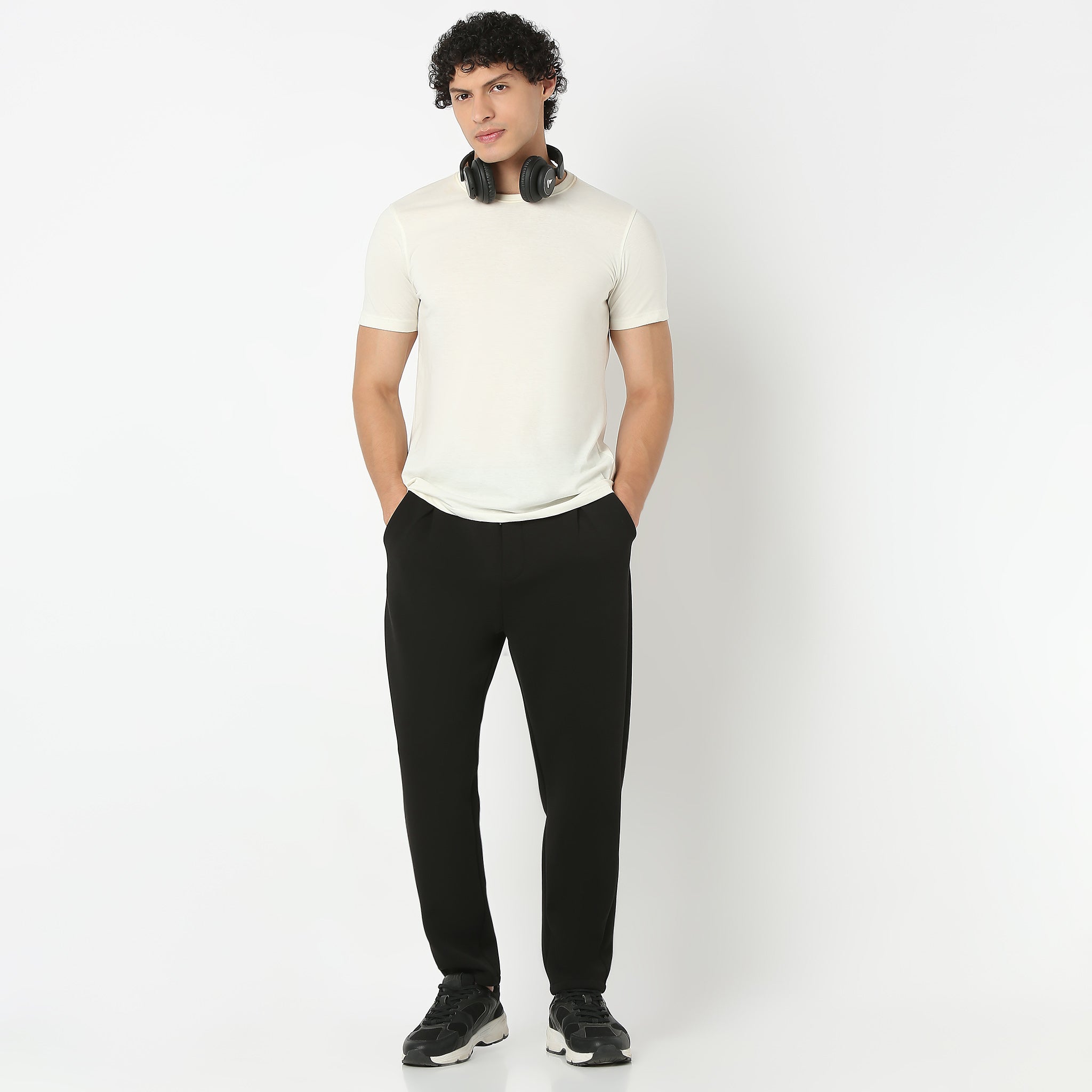 Downton Pants™ - Solid Knit Textured Elastic Waist Relaxed Fit Casual Trousers for Men & Women | Perfect for Lounge Wear, Yoga, and Everyday Comfort
