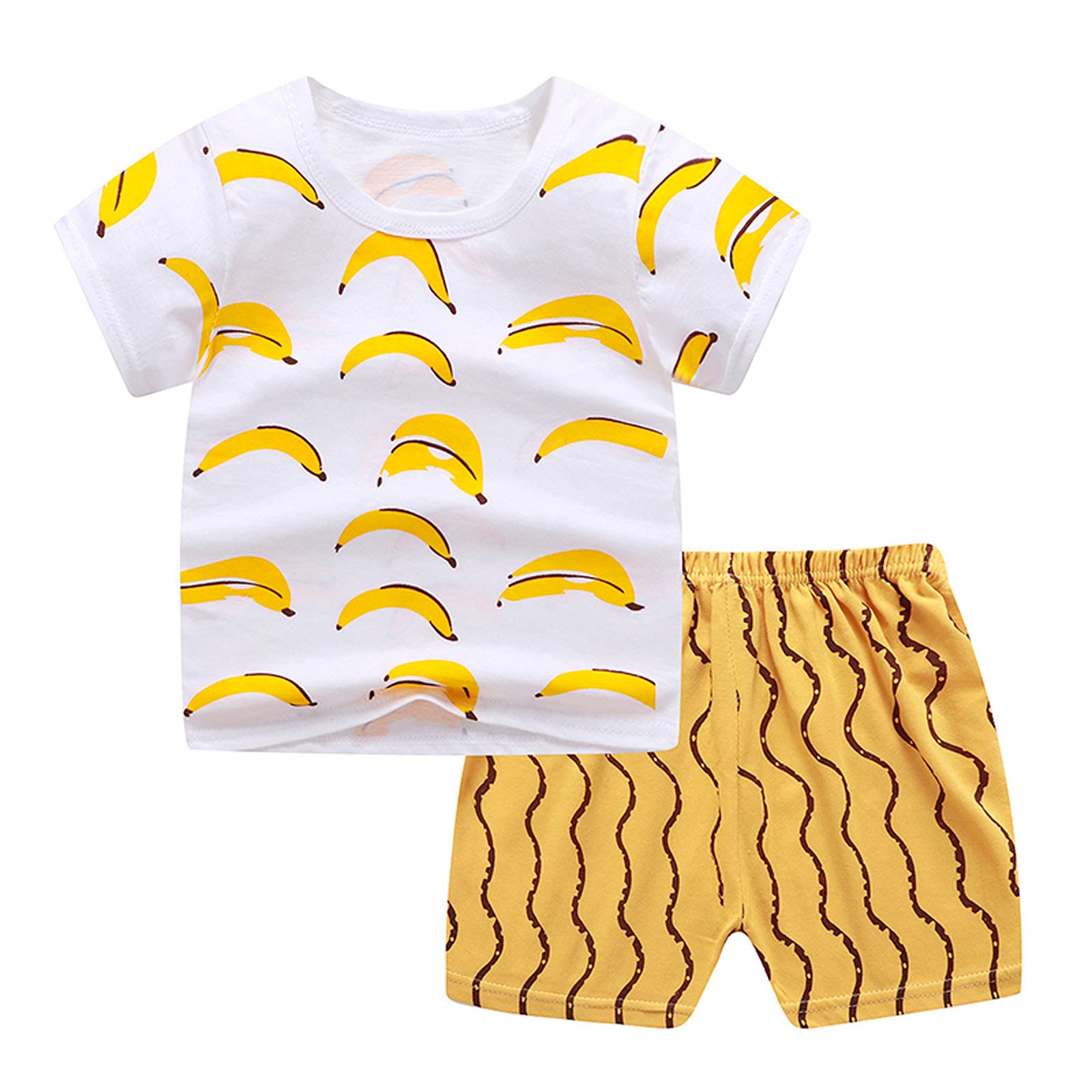 **Boys' Cartoon Print Short Sleeve 2-Piece Outfit - Summer Toddler Clothes for Playtime & Outdoor Adventures**