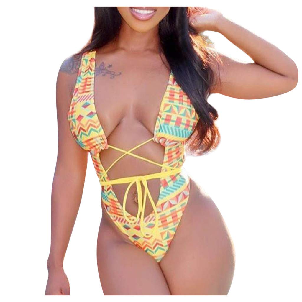 YOMXL Women's Sexy One Piece Swimsuit - Floral Print Bathing Suit for Beach, Pool & Summer Vacation | Tummy Control Swimwear with Adjustable Straps