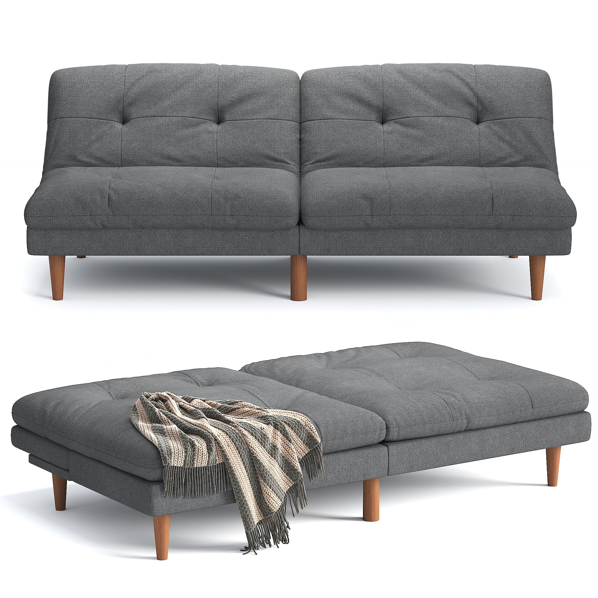 Furmax Modern Convertible Futon Sofa Bed - Adjustable Backrest Linen Sleeper Couch for Small Spaces, Dark Grey - Perfect for Apartments, Guest Rooms & Home Offices