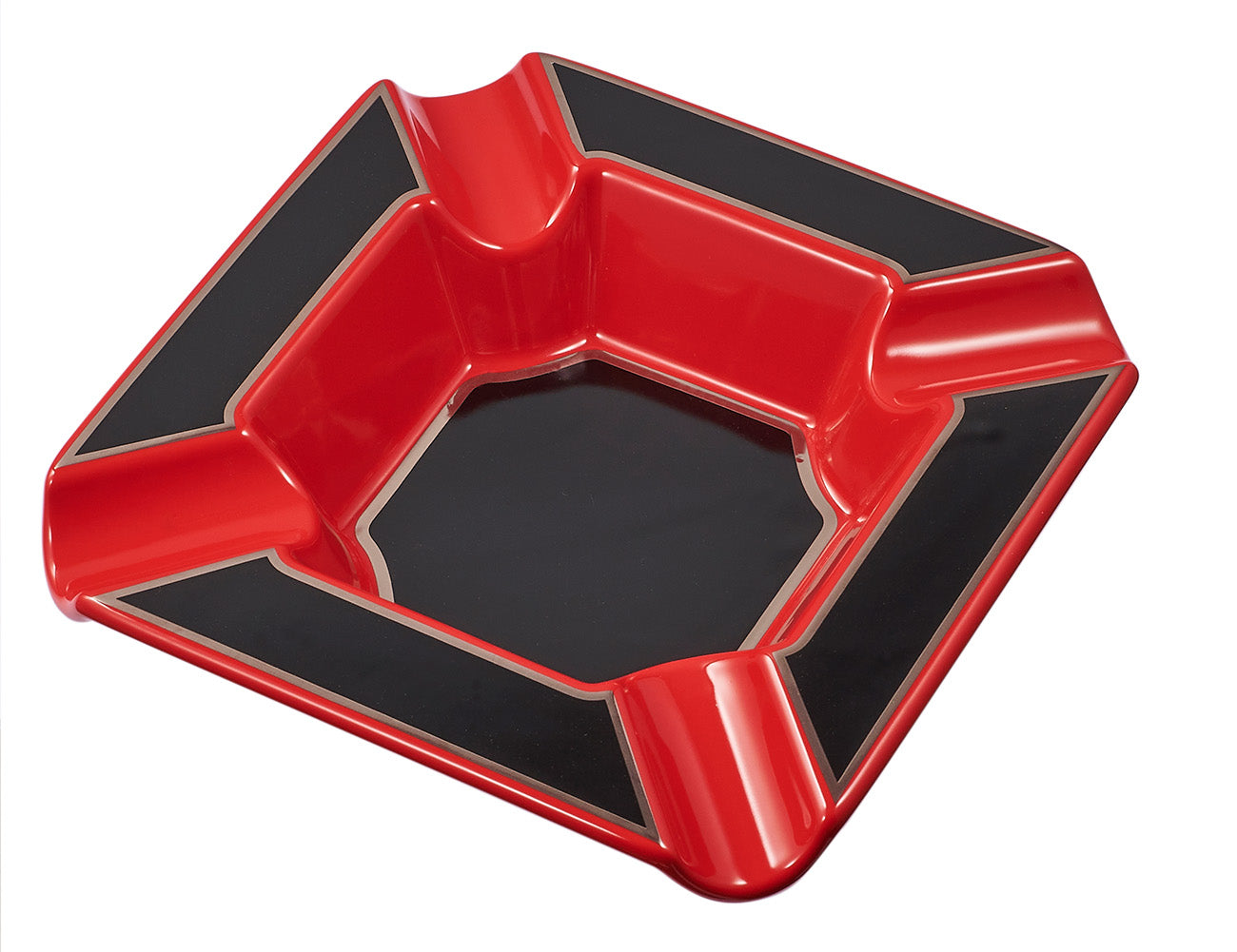 Visol Festus Large Cigar Ashtray - Matte Black & Red - Premium Outdoor & Indoor Smoking Accessory for Cigar Lovers