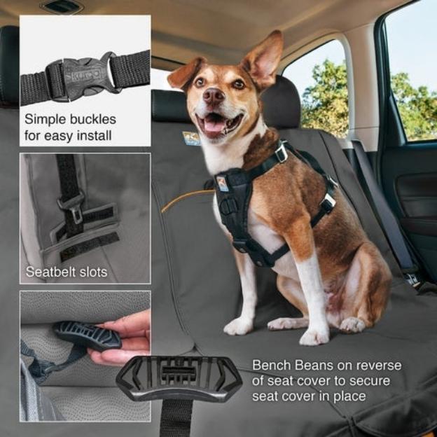 Kurgo® Wander Bench Seat Cover for Dogs - Beige Waterproof Pet Car Seat Protector | Durable & Easy to Clean | Perfect for Travel, Camping & Daily Commutes