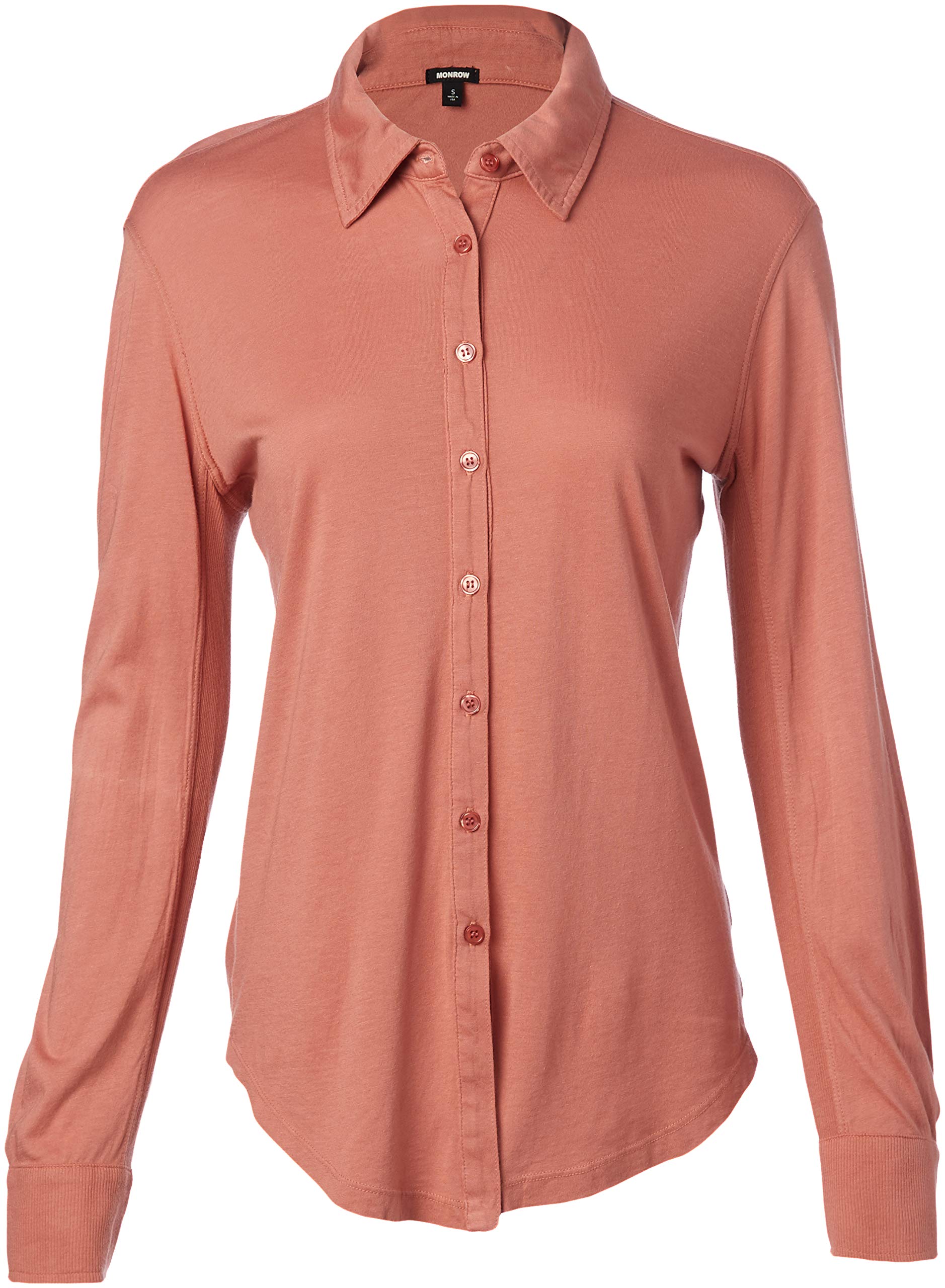 Monrow Women's Jersey Basic Shirt - Soft Cotton Short Sleeve T-Shirt for Casual Wear & Everyday Outfits | Perfect for Summer, Layering & Lounge