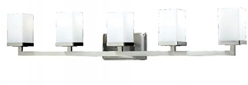 5-Light Vanity Light Fixture - Brushed Nickel Finish with Glass Shades for Bathroom Mirror Lighting - Perfect for Modern Home Decor & Makeup Area