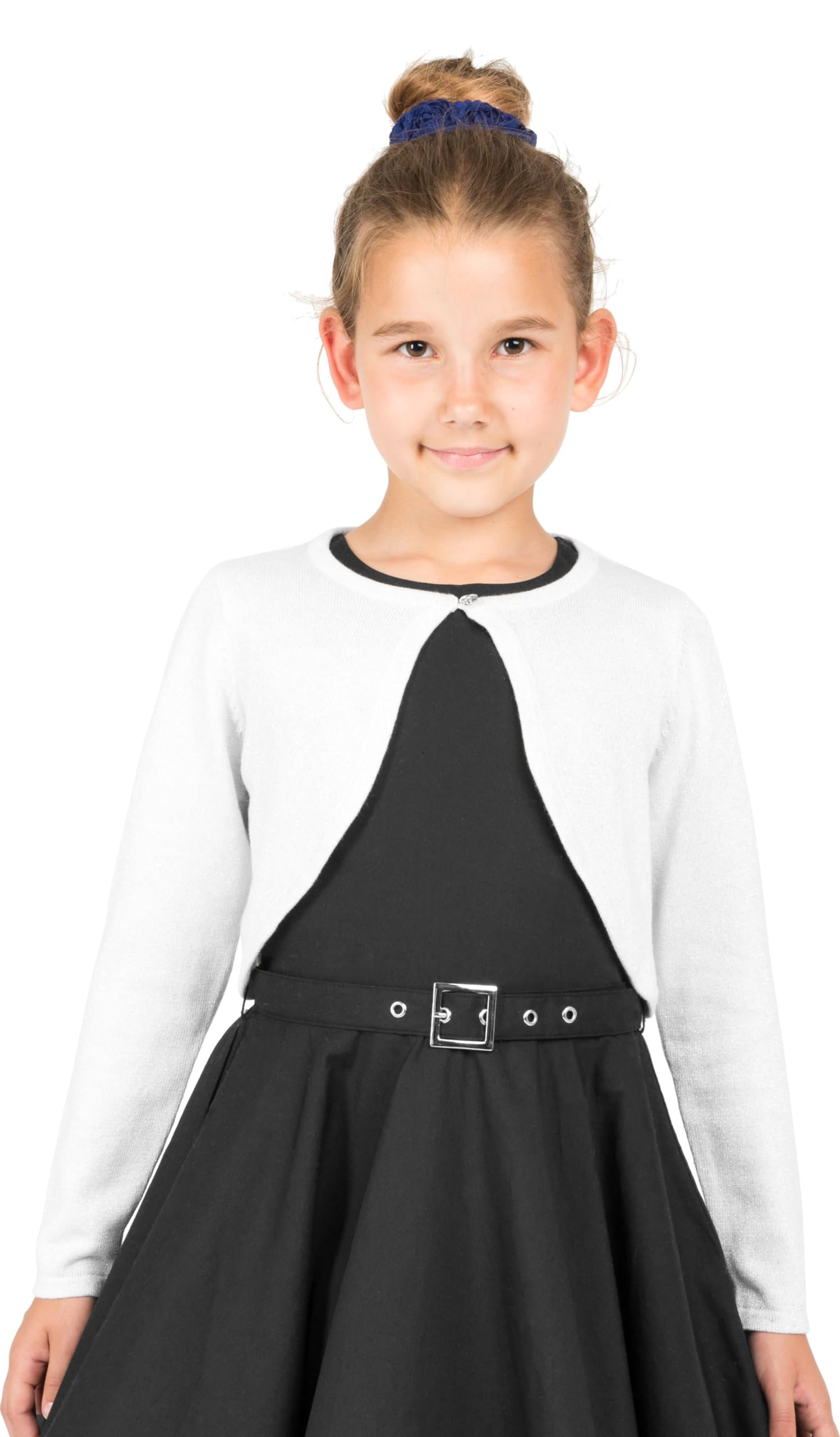 Black Butterfly Girls Long Sleeve Sparkle Cardigan for Kids - Elegant Shrug for Birthday Parties, School Events & Special Occasions