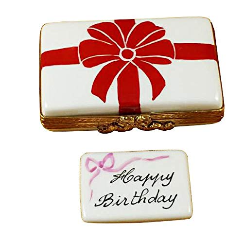 Authentic Limoges Porcelain Figurine Gift Box with Red Bow - Happy Birthday Gift from France - Perfect for Birthdays, Anniversaries & Special Occasions