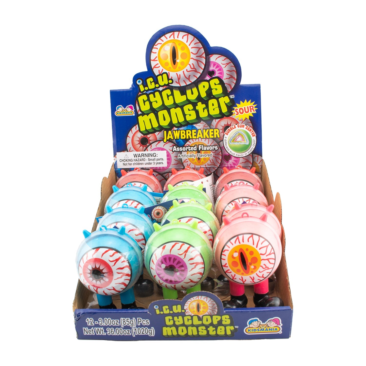 Kidsmania I.C.U. Cyclops Jawbreaker Candy - 12 Count Box | Fun Halloween Treats, Birthday Party Favors & Classroom Rewards