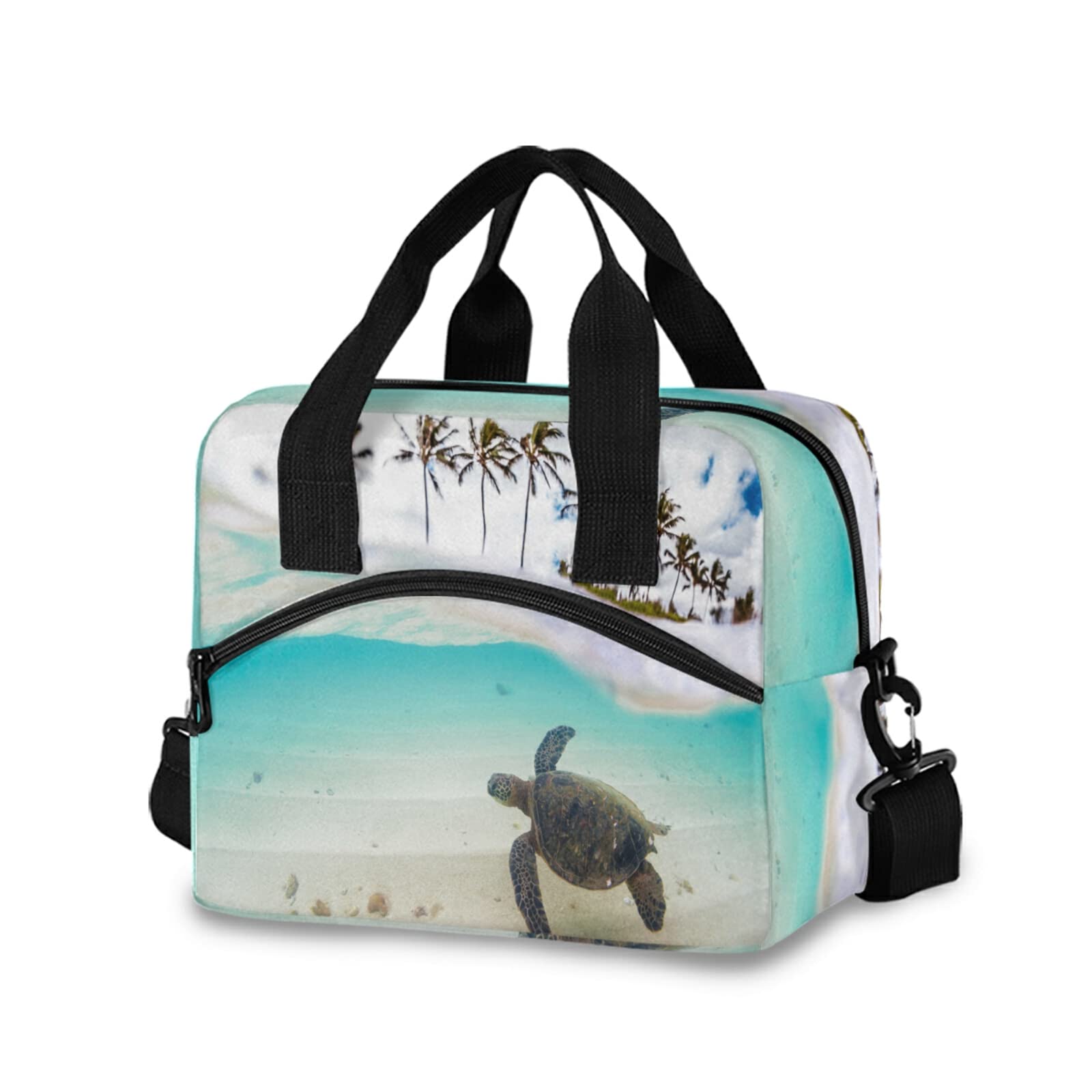 ALAZA Hawaiian Green Sea Turtle Insulated Lunch Box - Reusable Cooler Tote Bag for Work, School, Beach & Outdoor Activities | Eco-Friendly Insulated Lunch Bag for Picnics, Boating & Daily Use