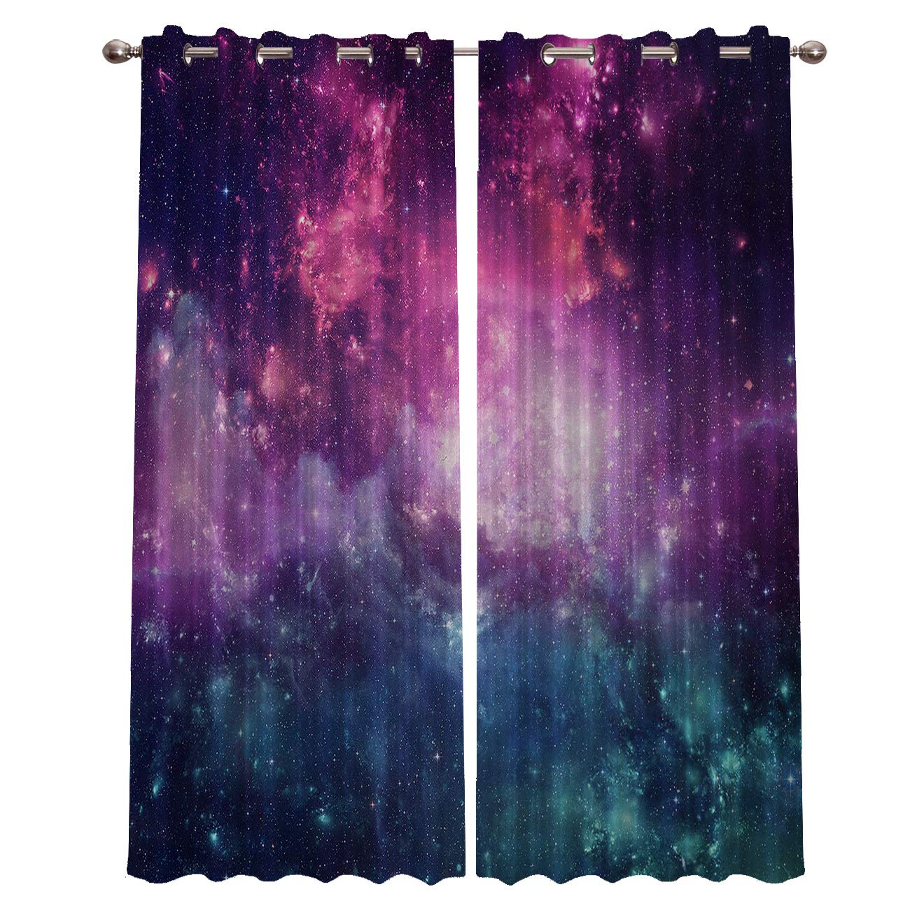 Blackout Curtains for Bedroom & Living Room - Thermal Insulated Starry Sky Galaxy Print Window Drapes (52x90 Inch, 2 Panels) | Perfect for Night Sleep, Light Blocking & Room Decor