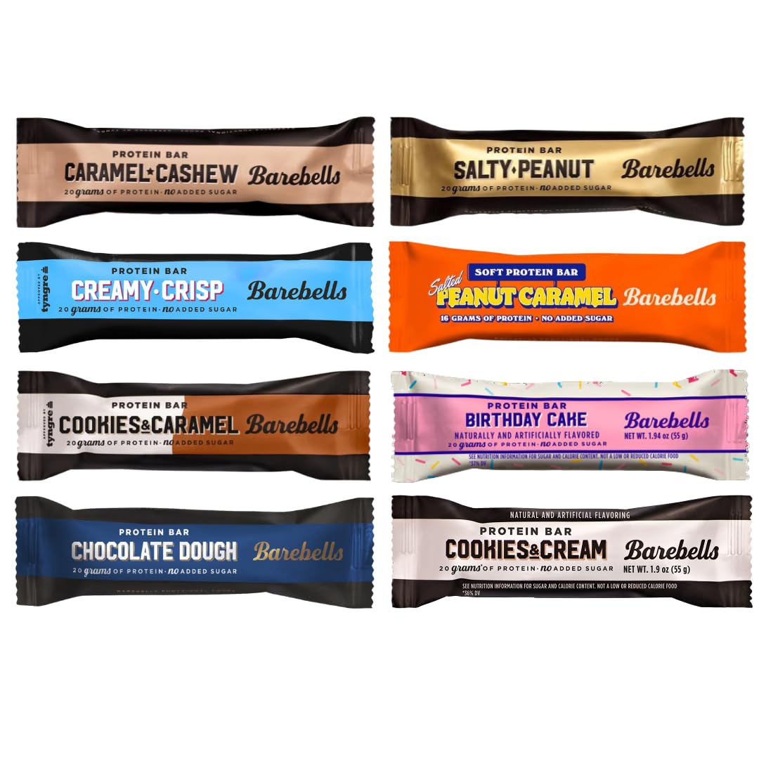 Barebells Protein Bars Variety Pack - 20g High Protein Snack Bars, Assorted Flavors (8 Count) | Perfect for Gym Workouts, Hiking & Healthy On-the-Go Snacking