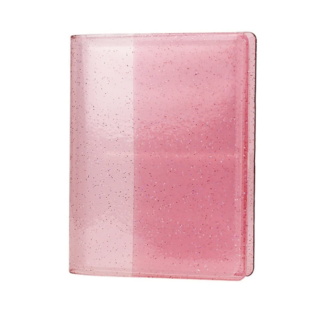 64-Pocket 3-Inch Quicksand Photo Album - Mini Instant Picture Storage Organizer for Polaroids & Credit Cards (Pink) - Perfect for Scrapbooking, Travel Memories & Gift Giving