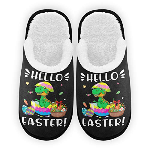 Easter Themed Cozy Plush Lined Slippers for Men & Women - Warm Coral Fleece Indoor/Outdoor House Shoes - Perfect for Home, Spa, and Holiday Gifting