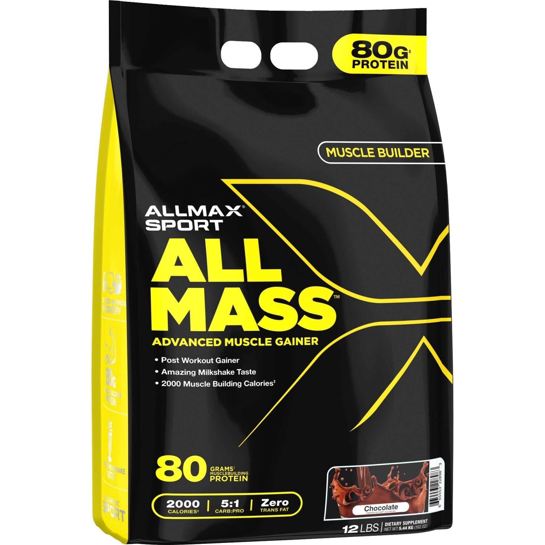 ALLMAX Sport AllMass Advanced Muscle Gainer - High Protein Weight Gainer Powder for Bodybuilding & Strength Training - Perfect for Post-Workout Recovery & Muscle Growth