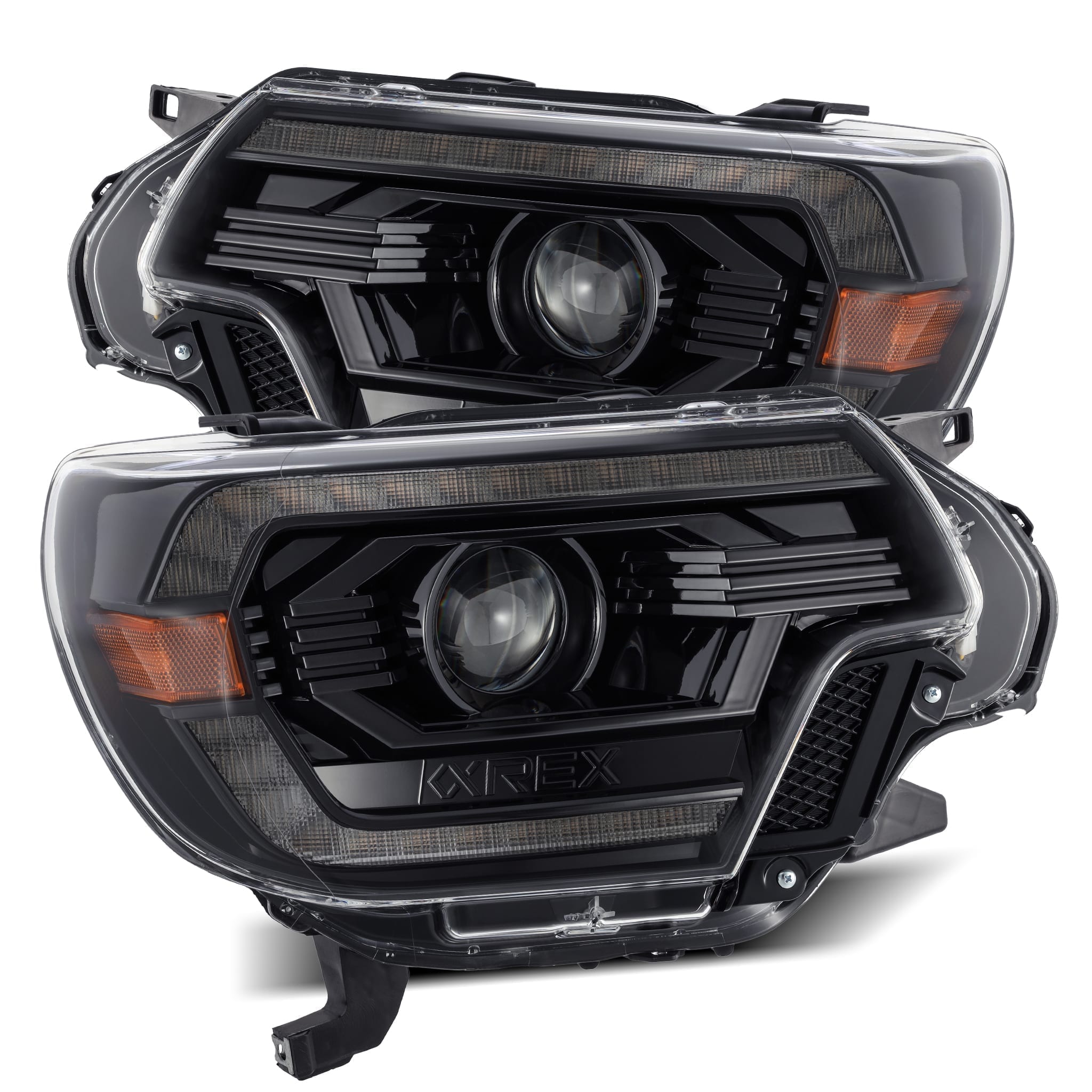 2012-2015 Toyota Tacoma Projector Headlights - Alpha Black Plank Style with DRL | Alpha Rex 880748 | Upgrade for Off-Road & Night Driving
