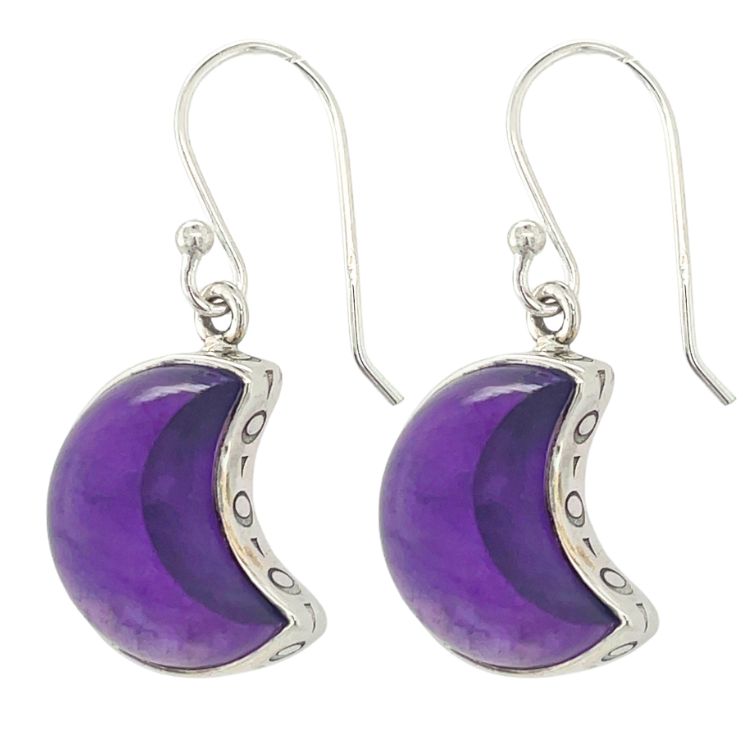 Amethyst Crescent Moon Glow Earrings - Sterling Silver Dangle Earrings for Women - Perfect for Evening Parties, Date Nights & Boho Fashion