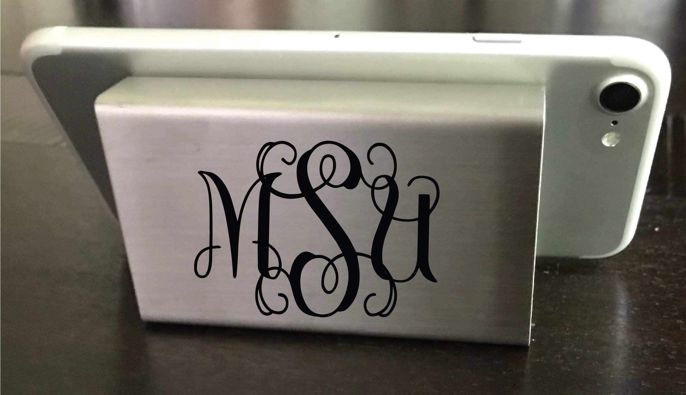 Custom Monogram Metal Phone Stand - Personalized Desk Accessory for Home, Office, and Car Use