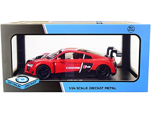 Optimum Diecast Audi R8 LMS 1/24 Scale Model Car - Red & Black Collectible Sports Car for Display, Gifts & Racing Enthusiasts