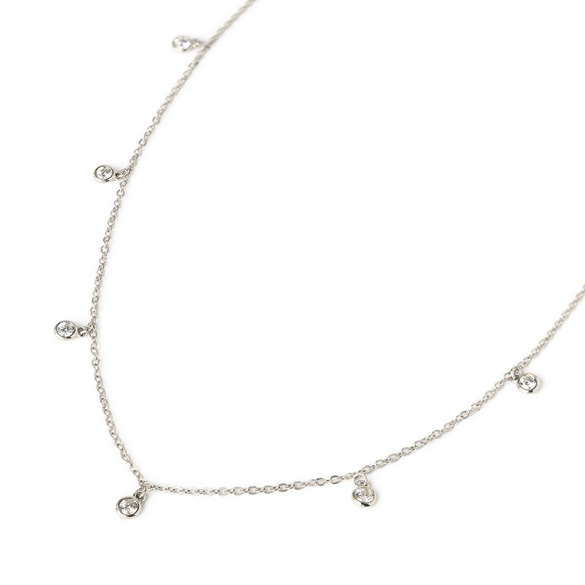 Elegant Tiny Dangle Crystal Necklace - Delicate Sterling Silver Pendant Jewelry for Women - Perfect for Date Nights & Special Occasions