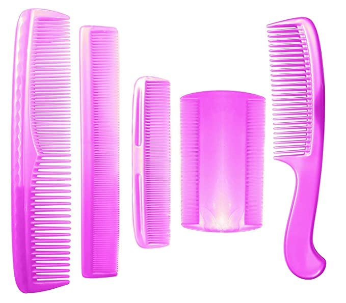 Baal Salon Professional Hair Combs Set for Men & Women - 5-Piece Purple Hair Accessories for Styling, Detangling & Salon Use