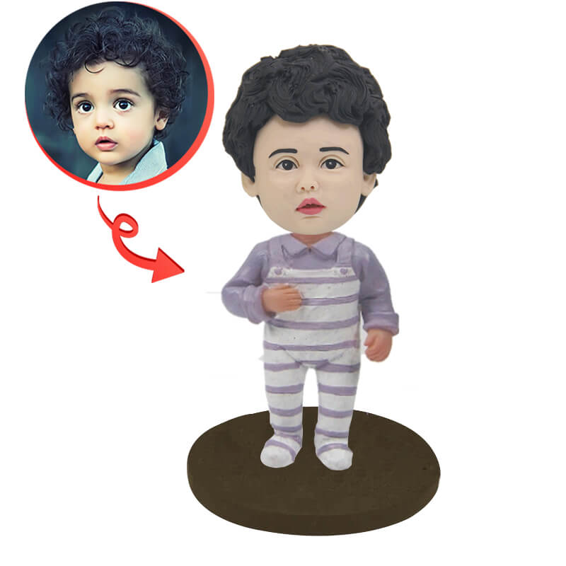 Custom Baby Romper Suit with Bobblehead - Personalized Infant Jumpsuit for Newborns & Toddlers - Perfect for Photo Shoots, Birthday Gifts & Special Occasions