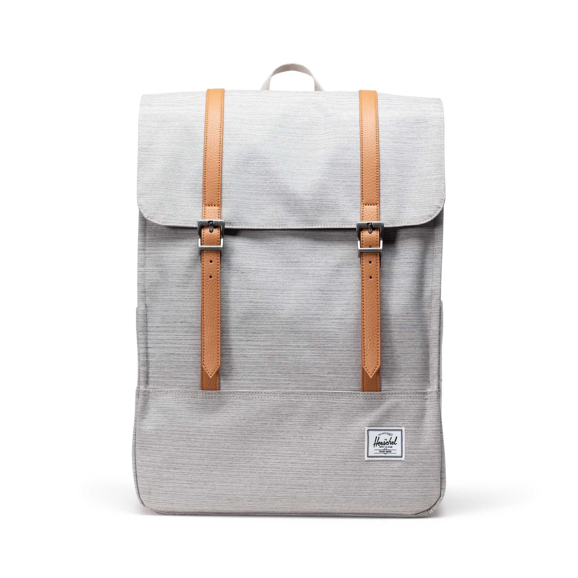 Herschel Survey Backpack - Light Grey Crosshatch Water-Resistant Laptop Backpack for College, Travel & Work | Durable School Bag with Padded Sleeve for 15