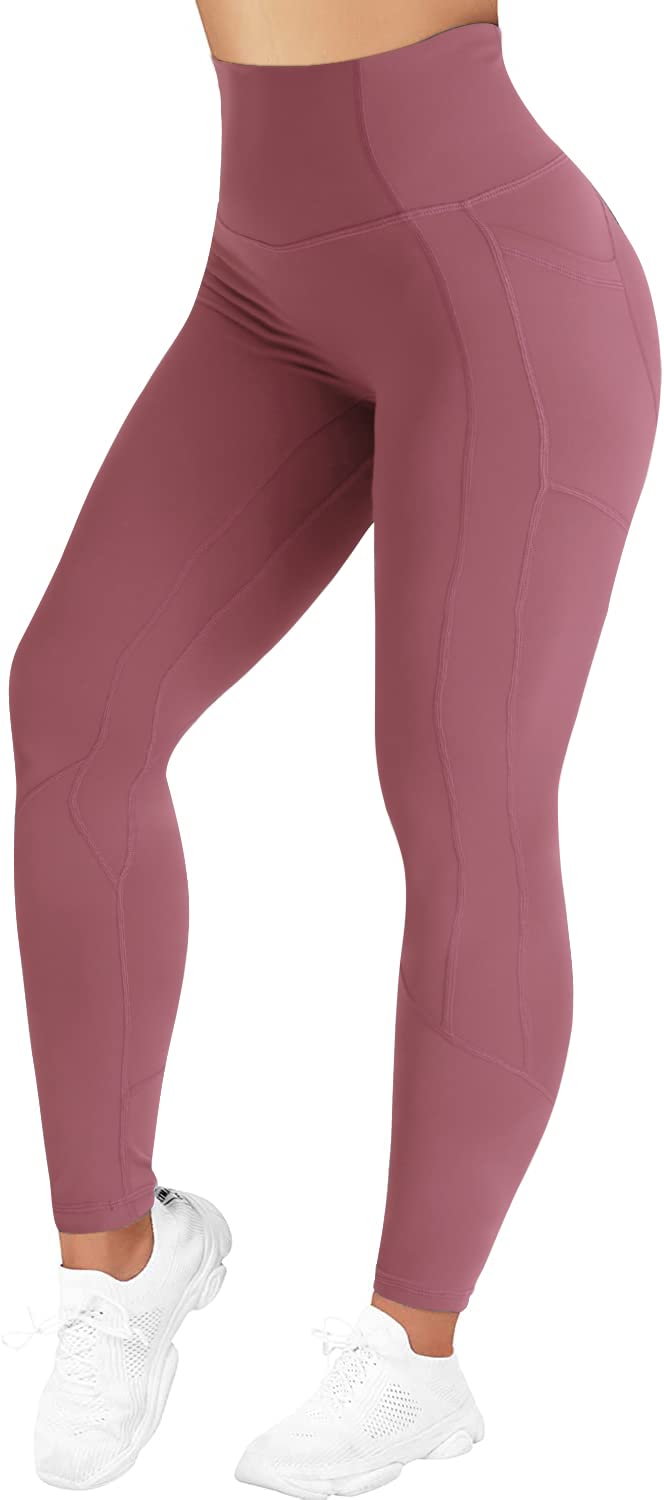 Hopgo Women's High Waisted Yoga Pants 7/8 Length Leggings with Pockets - Tummy Control Workout Leggings for Yoga, Running & Gym | Comfortable & Stretchy Activewear
