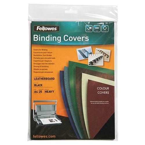 Premium A4 Black Leathergrain Binding Cover 250gsm - Fellowes Brand (Pack of 25) - Perfect for Office Documents, Presentations & Professional Reports