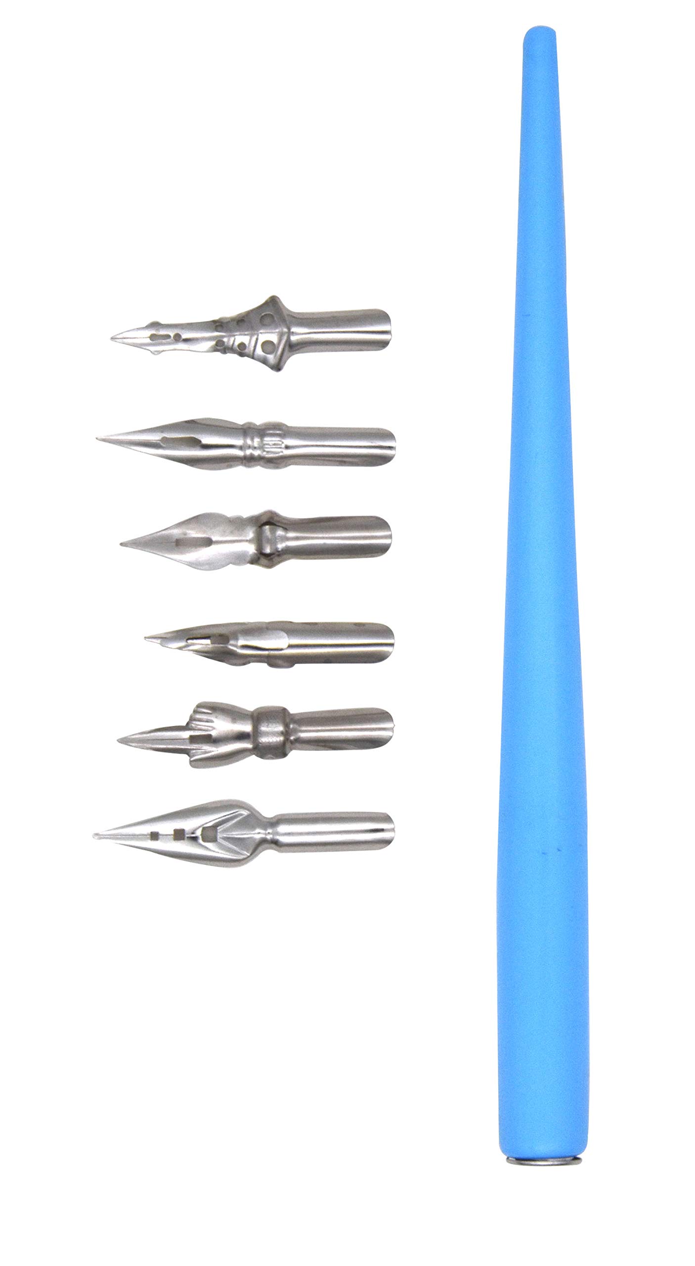 Gullor Calligraphy Dip Pens Set - 6 Nibs for Manga, Comic & Cartoon Drawing - Artist Painting Kit Tool (Lake Blue) - Perfect for Hand Lettering, Sketching & Illustration Projects