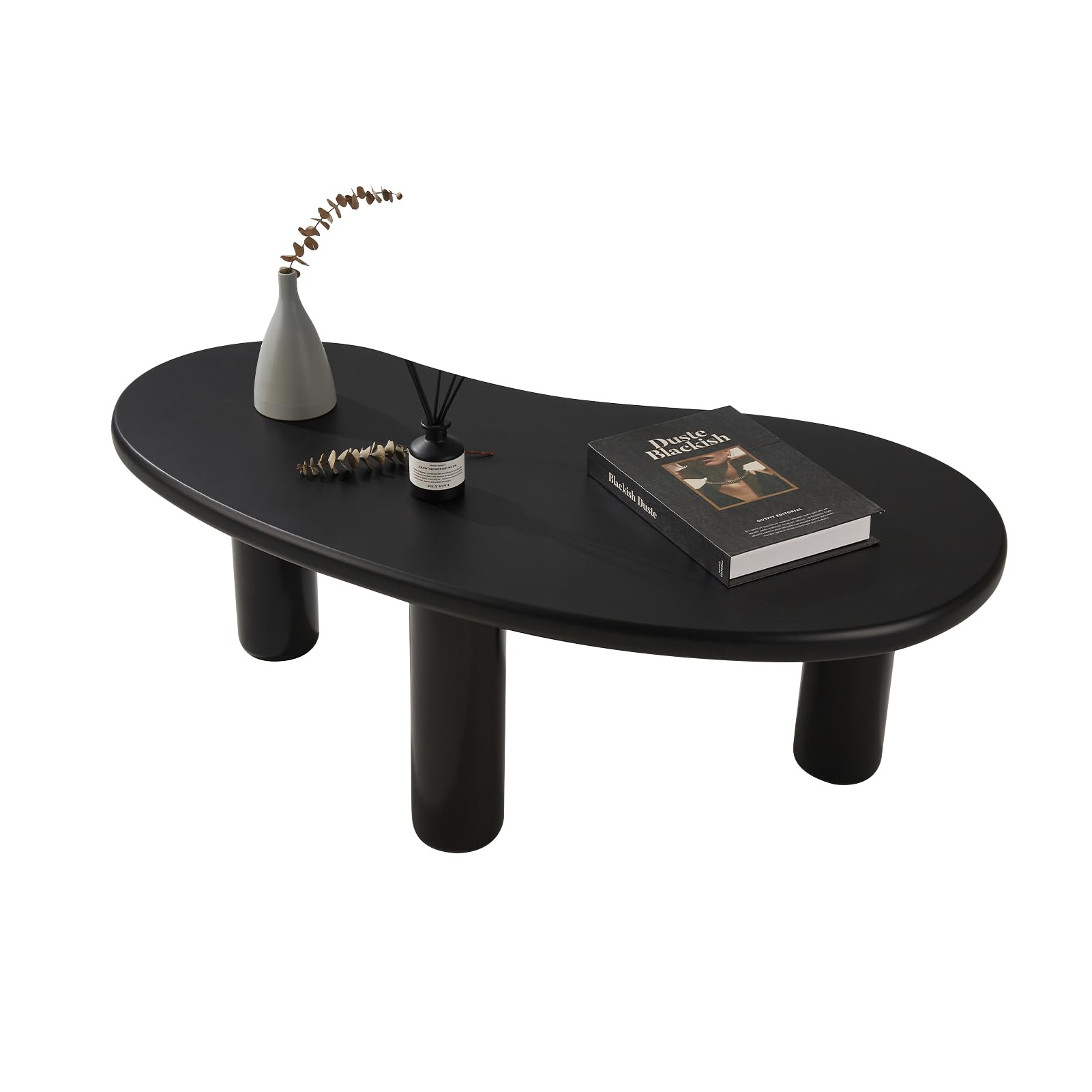 MAXYOYO 35.4 Inch Modern Cashew-Shaped Coffee Table - Unique Cloud Design Round Center Table for Living Room, Black | Perfect for Small Spaces, Apartments & Cozy Home Decor