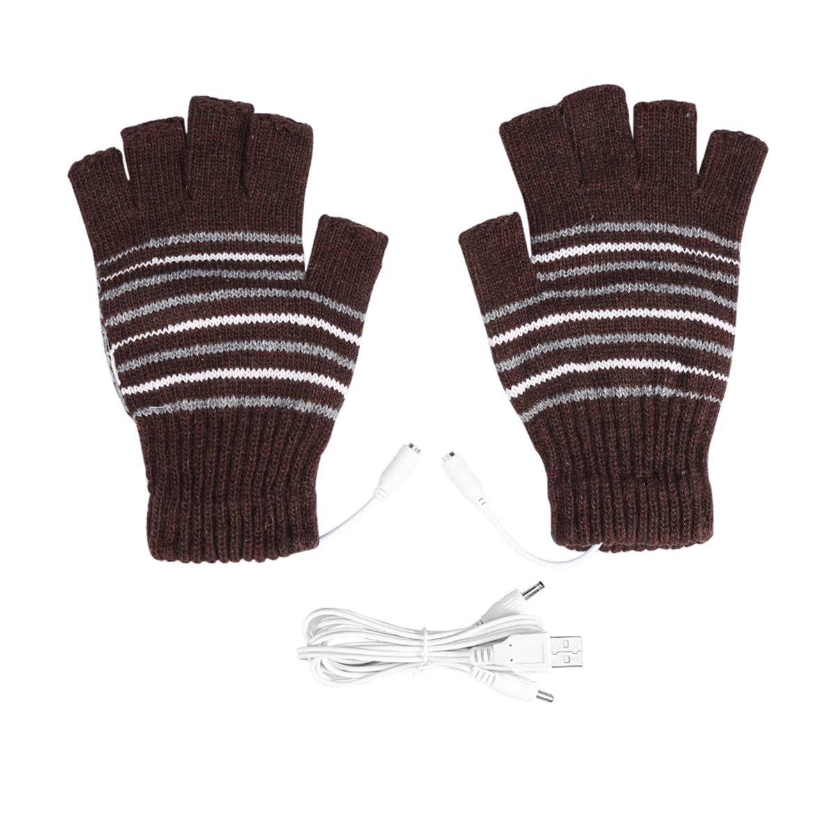 Xinapy 1Pair Unisex USB Heated Gloves - 5V Rechargeable Winter Warm Gloves with Full/Half Finger Options for Typing & Outdoor Activities - Perfect for Laptop Use, Cold Weather & Winter Sports - Purple