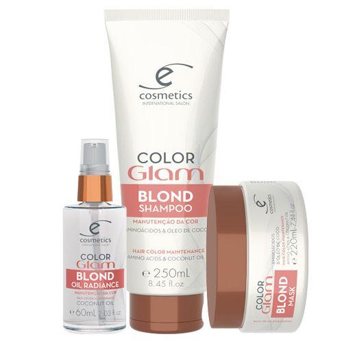 Ecosmetics Color Glam Blond Bleached Hair Hydration Treatment Kit - 3 Piece Professional Hair Care Set for Dry, Damaged Hair | Salon-Quality At-Home Treatment for Color-Treated & Bleached Hair