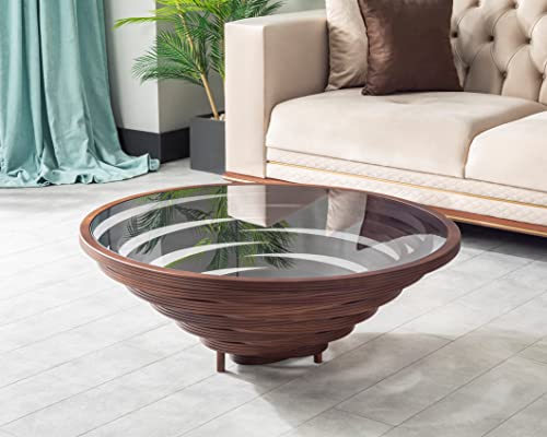 Natural Walnut Coffee Table - Custom Designed Rustic Wooden Coffee Table with Modular Disassembled Design for Living Room - Esila Model - Perfect for Farmhouse, Modern & Cozy Home Decor