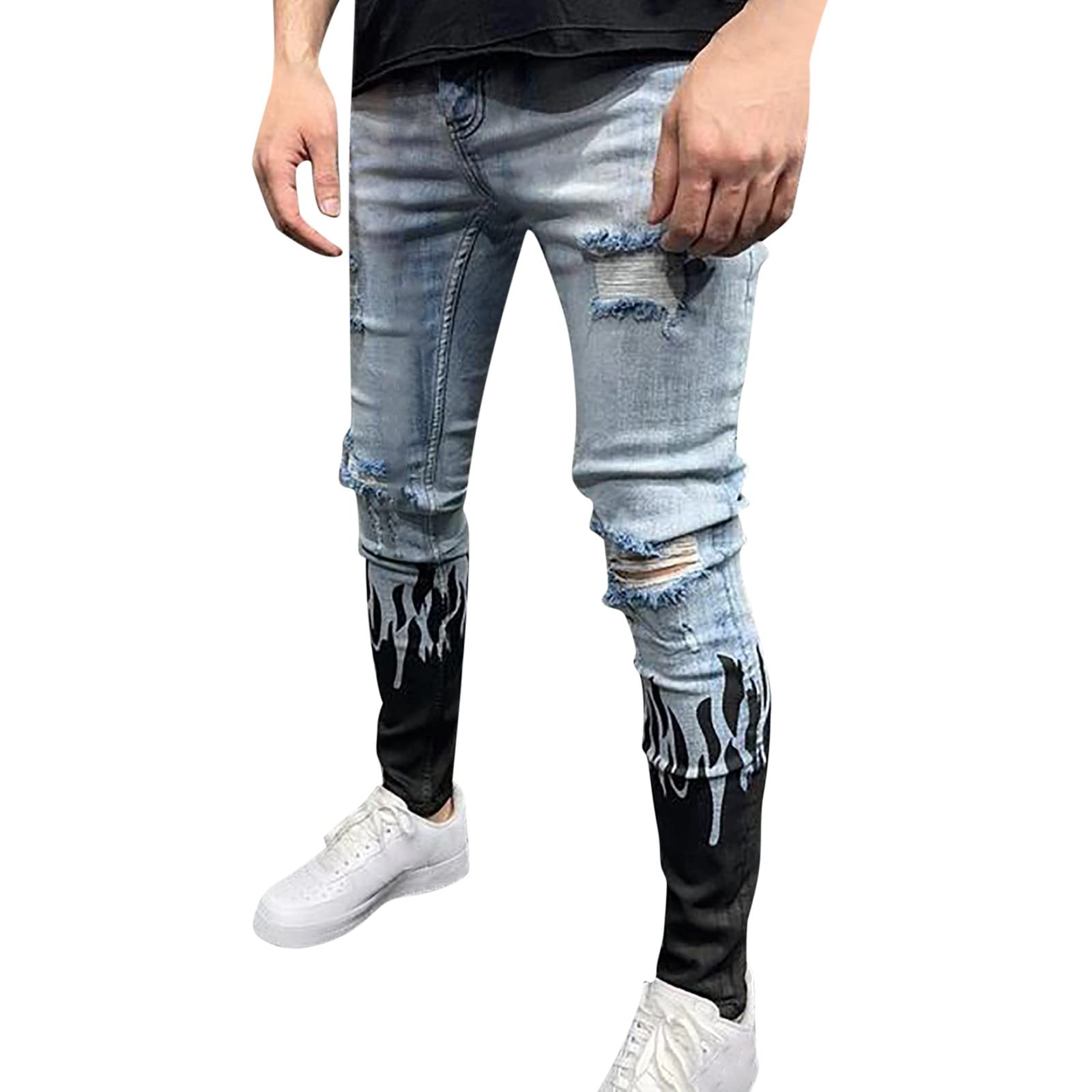 Stylish Women's High Waist Ripped Denim Jeans with Slant Pockets - Straight Leg Stretch Comfort Fit for Casual Wear, Dating, and Office Outfits