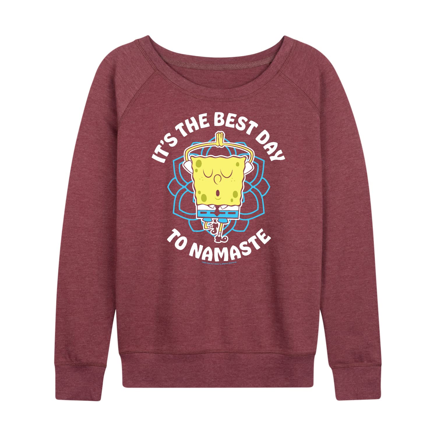 HYBRID APPAREL SpongeBob SquarePants The Best Day To Namaste Women's Lightweight French Terry Pullover Hoodie - Soft Lounge Wear for Yoga, Casual Outfits & Relaxing at Home