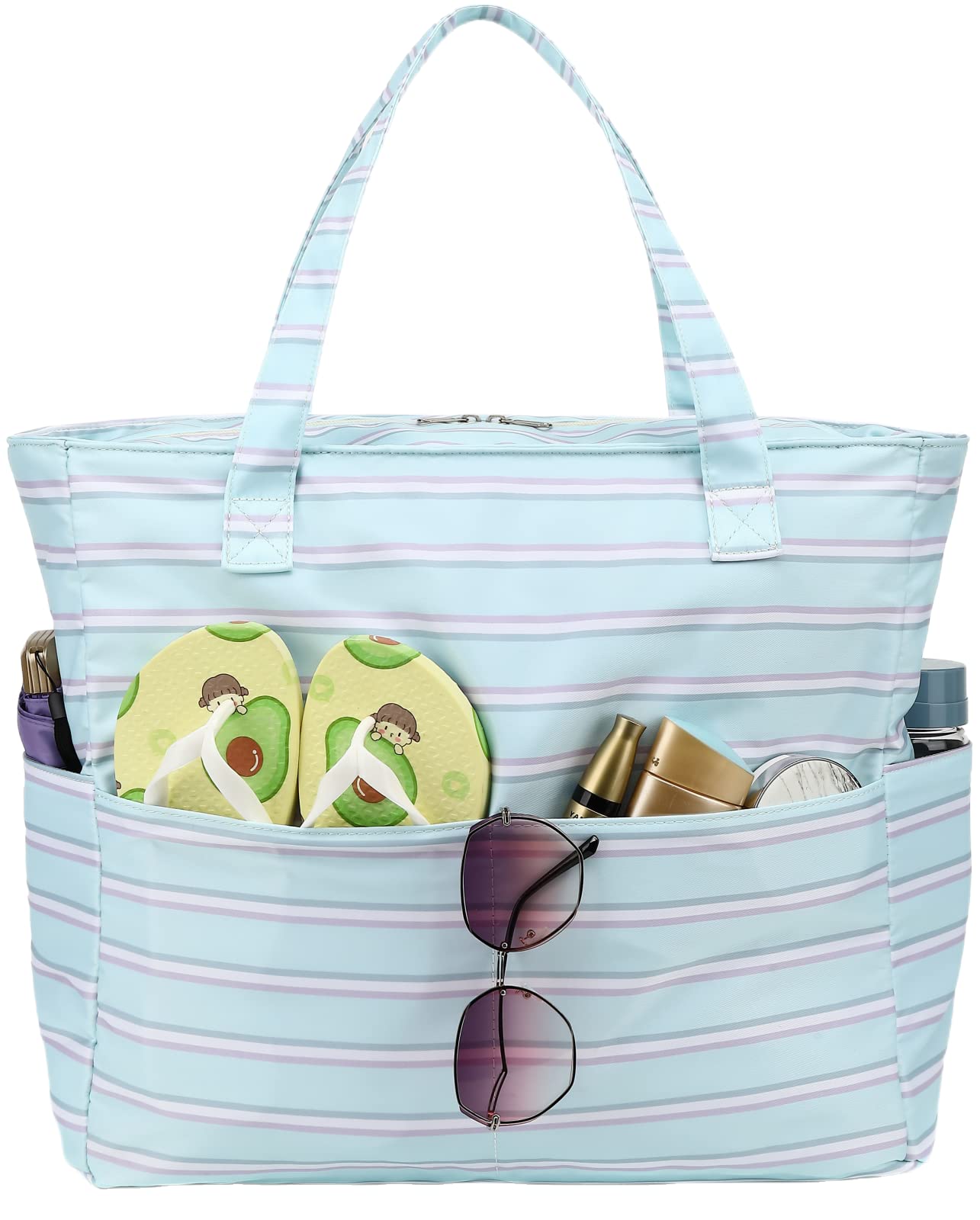Waterproof Beach Tote Bag for Women - Extra Large Gym Bag with Wet Compartment | Perfect for Pool, Travel, Gym & Weekender Trips | Durable Carry On Tote for Swimsuits & Wet Clothes