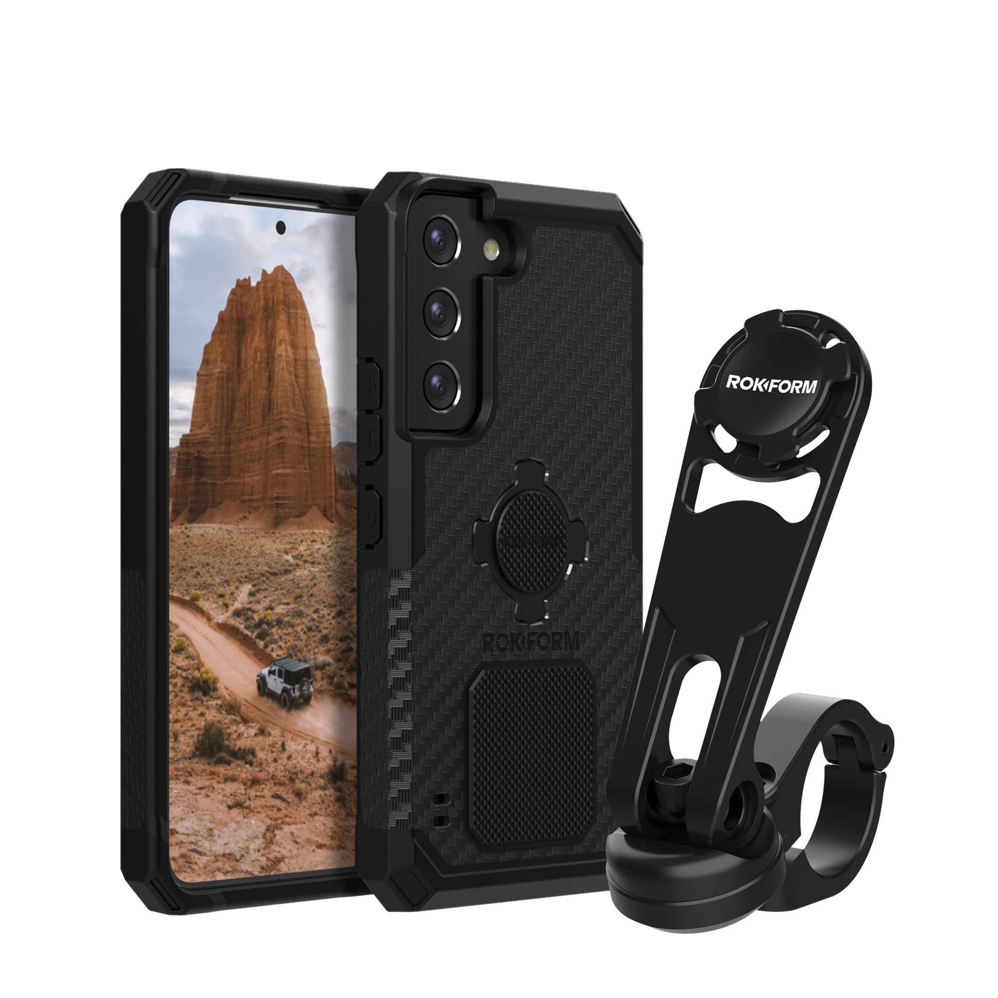 Rokform Galaxy S22 5G Rugged Case & Motorcycle Handlebar Mount - Durable Protection & Secure Phone Mounting for Adventure & Commuting