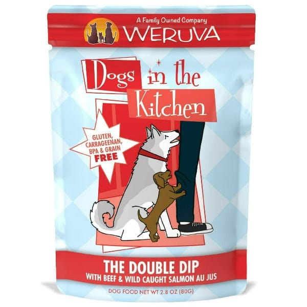 Premium Double Dip Pouch Dog Food - Easy-Serve Wet Food for Small & Medium Dogs - Perfect for Travel, Hiking & Outdoor Adventures