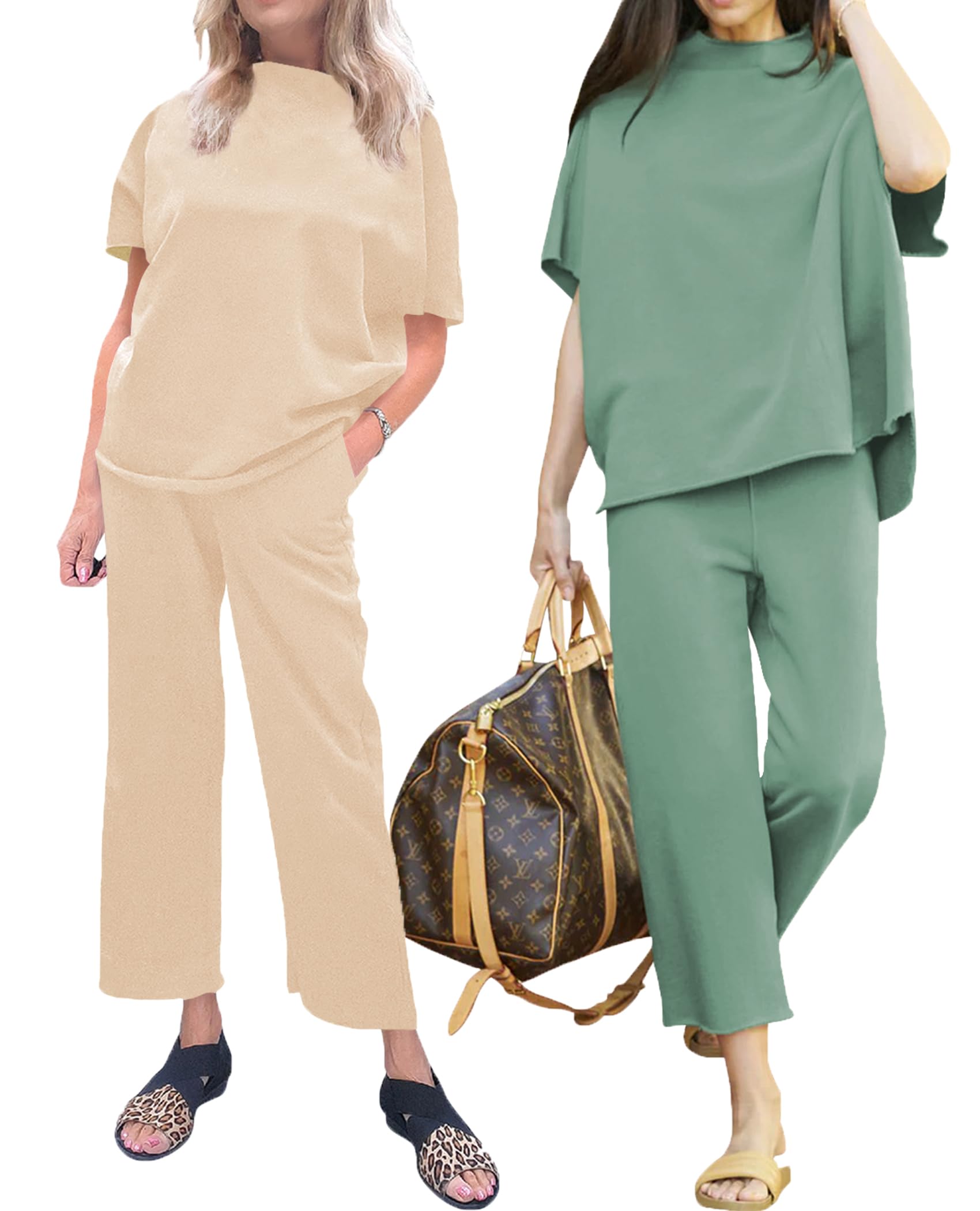 Feager Women's 2-Piece Summer Lounge Set - Comfortable Sweatsuit & Tracksuit Outfit for Casual Wear, Yoga, and Home Relaxation