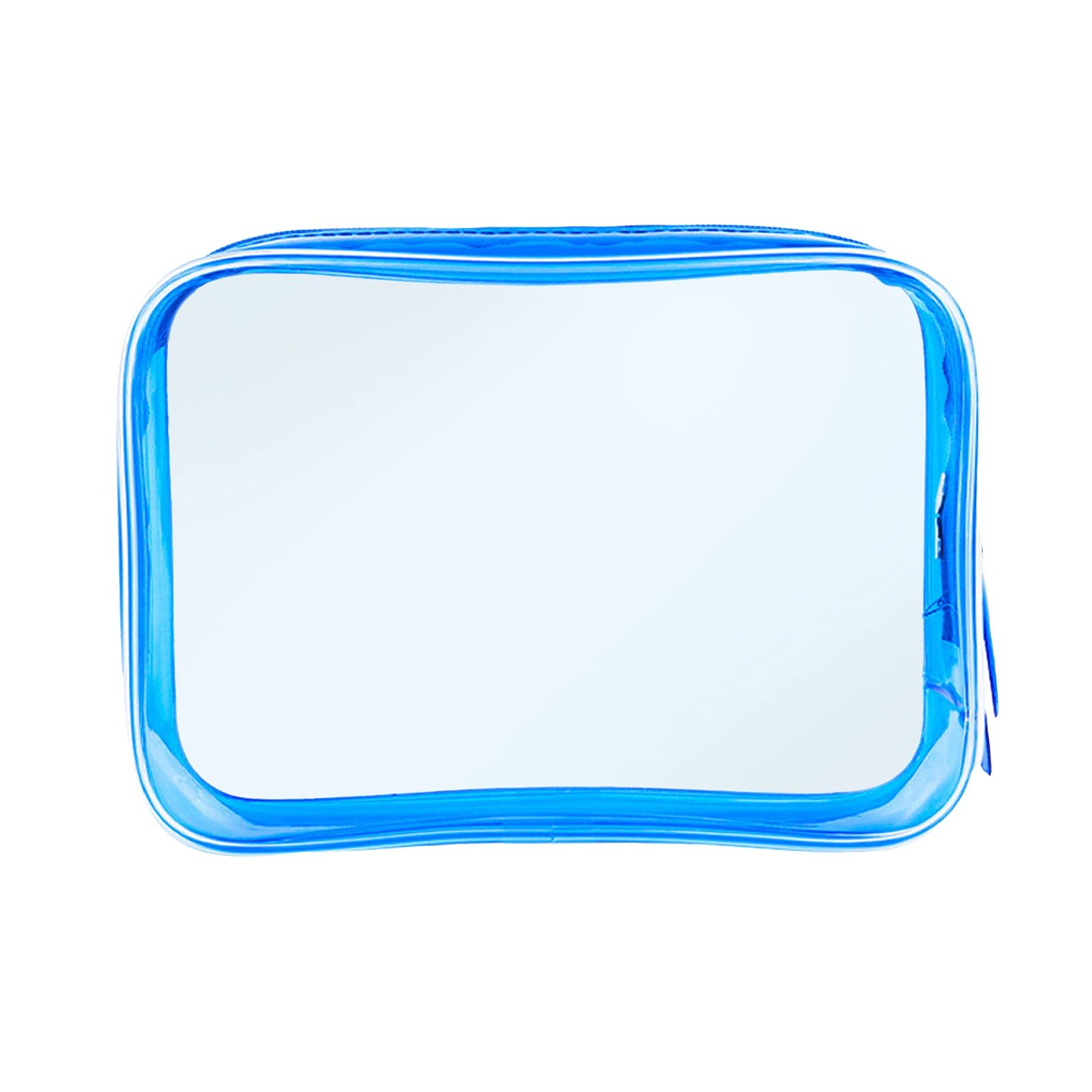 Clear Waterproof Travel Toiletry & Makeup Bag with Coin Purse - Small Ladies Wallet for Women (Blue) | Perfect for Air Travel, Gym Essentials & Daily Organizer