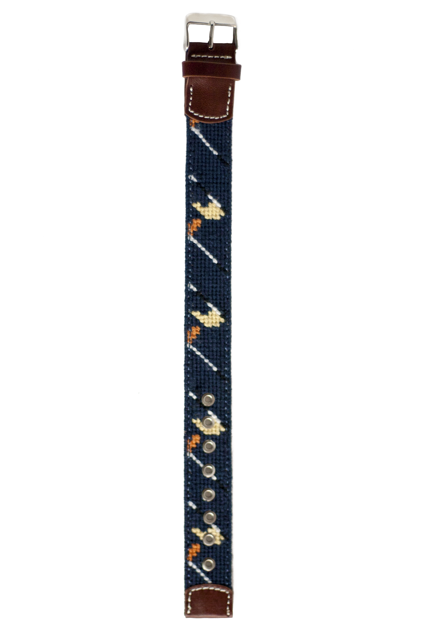 Classic Needlepoint Golf Watch Strap - Handmade Leather Band for Men & Women - Perfect for Golf Enthusiasts & Outdoor Activities