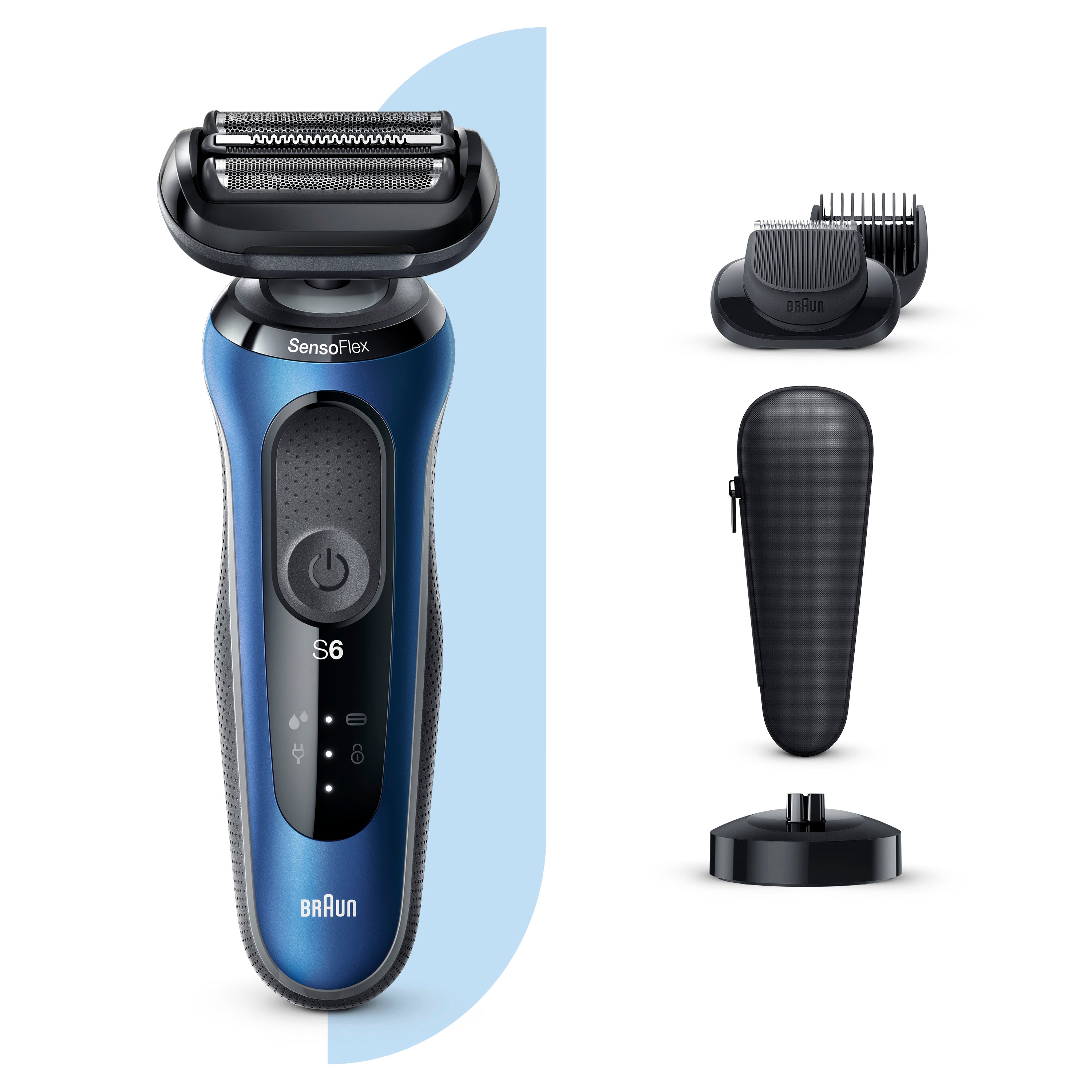 Philips Series 6 60 B4500cs Wet & Dry Electric Shaver with Charging Station & EasyClick Trimmer - Blue | For Men's Face & Body Grooming at Home or Travel