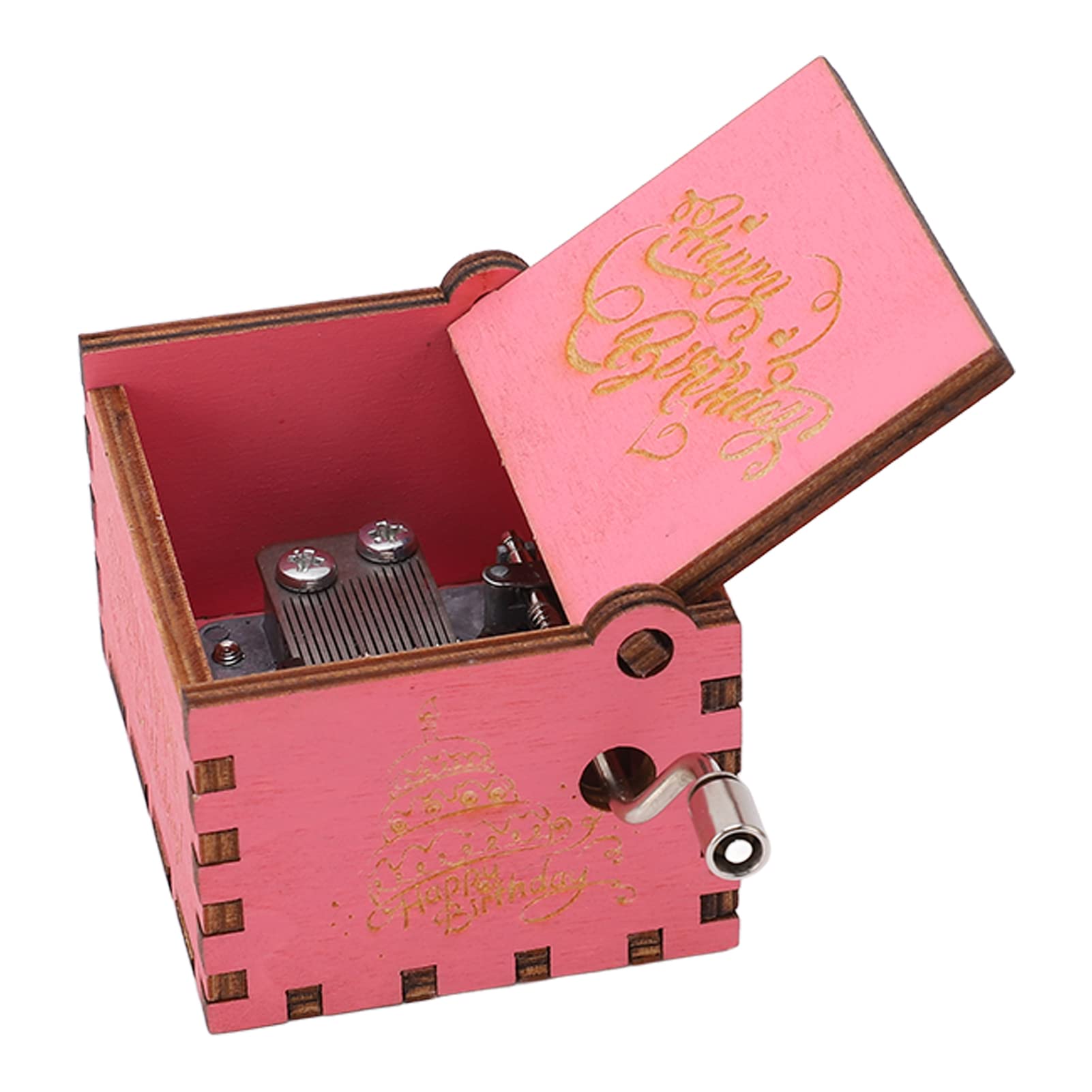 GLOGLOW Engraved Pink Hand-Carved Music Box - Portable Wooden Musical Gift for Thanksgiving, Christmas & Holiday Decor - Perfect for Home, Wedding & Party Decorations